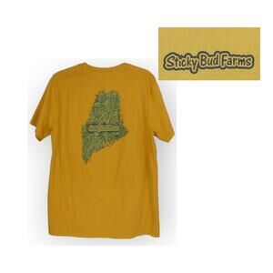 Large StickyBudFarms T-Shirt Windham Maine Bella+Canvas Mustard Green